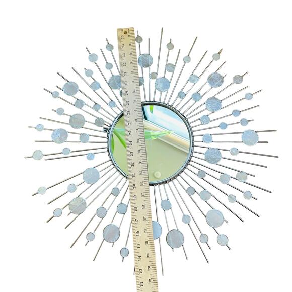 SUNBURST MIRROR silver w/ capiz shells - read - Picture 13 of 13